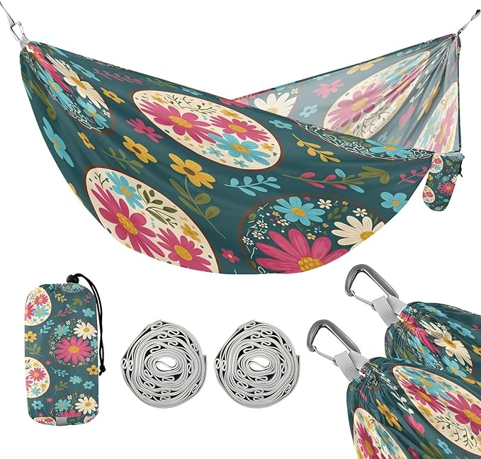 Hammocks for Outside Easter Eggs Camping Hammock Portable Hammocks with Tree Straps and Carry Bag Camping Accessories for Hiking Beach Outdoor