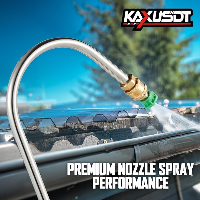 24 FT Pressure Washer Extension Wand, Power Washer Extension Wand with Gutter Cleaner Tools, Brush Head, 7 Spray Nozzle Tips, Support Belt and 2 Hose Adapters, Easy Cleaning from Ground