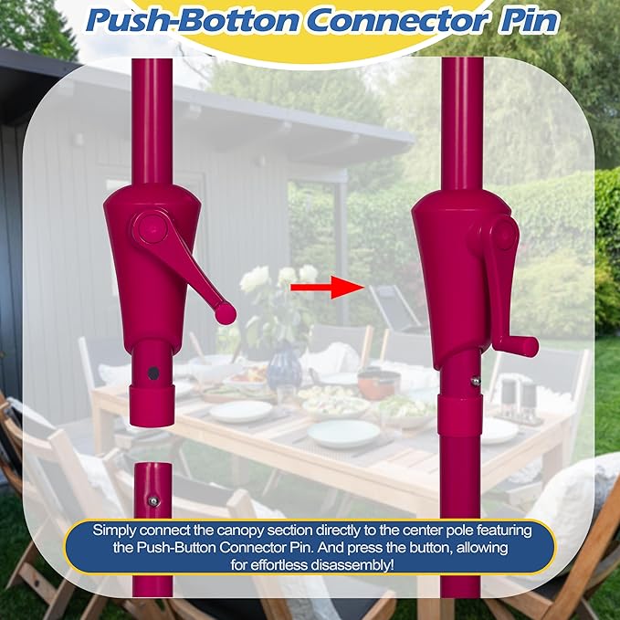 Sunnyglade 9FT Outdoor Patio Umbrella, Market Table Umbrella with 8 Sturdy Ribs and Crank System, Fade-resistant & Waterproof for Garden Backyard Poolside Deck