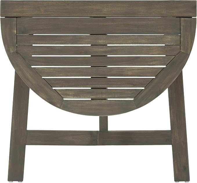 Sophia Outdoor Half-Round Folding Acacia Wood Bistro Table, Gray