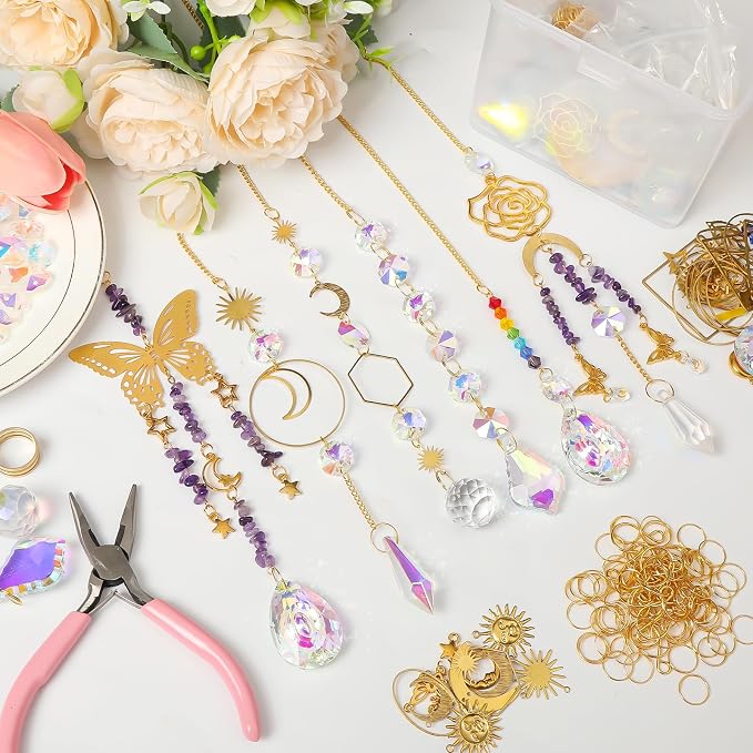 800 PCS DIY Suncatcher Kit Crystal Suncatchers for Windows Hanging Sun Catcher Kits for Adults Suncatcher with Crystals Rainbow Maker for Indoor Window Garden Christmas Decor Wedding Home