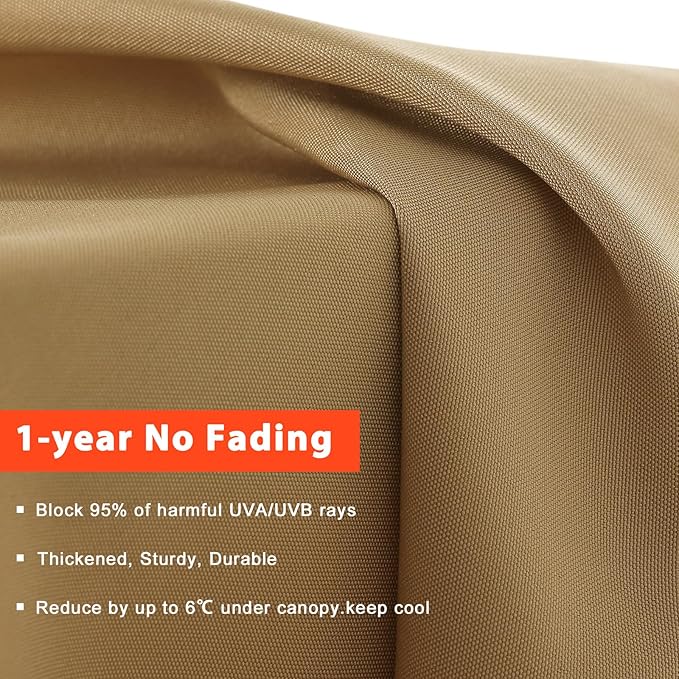 MASTERCANOPY Valance Patio Umbrella 10 ft Replacement Canopy for 8 Ribs-Khaki Canopy Only