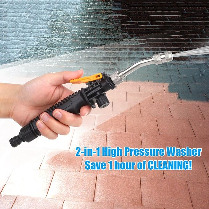 Rengue 2-in-1 High Pressure Washer, Materials, Jet and Fan Nozzles, 11.8in or 18.9in, for Home Garden 2-in-1 High Pressure Washer, ABS Alloy Copper Nan Household Appliances (30cm)