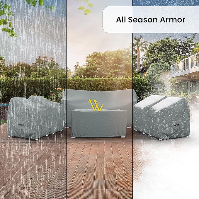 Covers & all Patio Furniture Cover Set, 6 Piece Outdoor Furniture Covers, Water-Repellent UV & Weather Resistant Covers for Sofa, Chairs & Coffee Table With Elastic Tie-Downs & Padded Handles