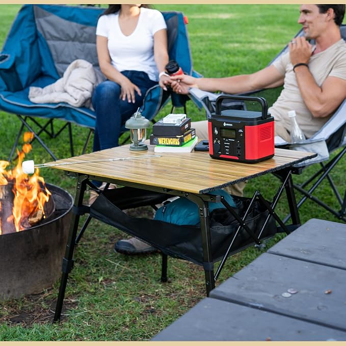 ARROWHEAD OUTDOOR 2-Pack 39" Aluminum Folding Camp Roll Up Table w/Adjustable Height, Undertable Mesh Storage, Carry Bag