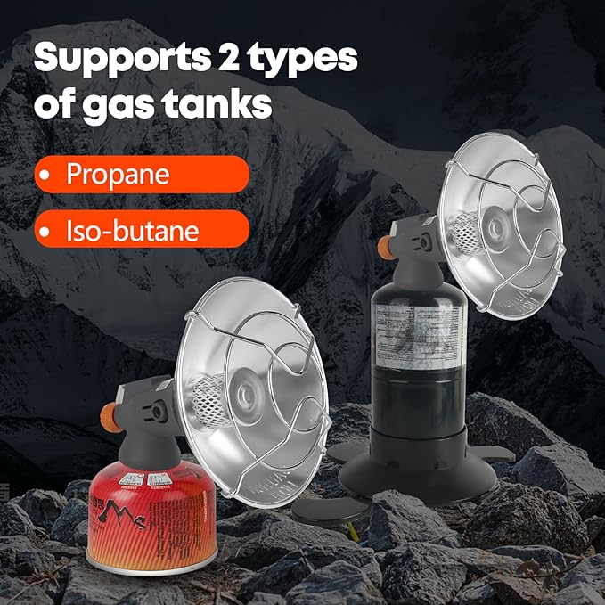 Portable Propane Heater For Outdoor, Fishing, Camping Either 1lb Propane Cylinder or ISO-Butane Adapted (PH001PRO)