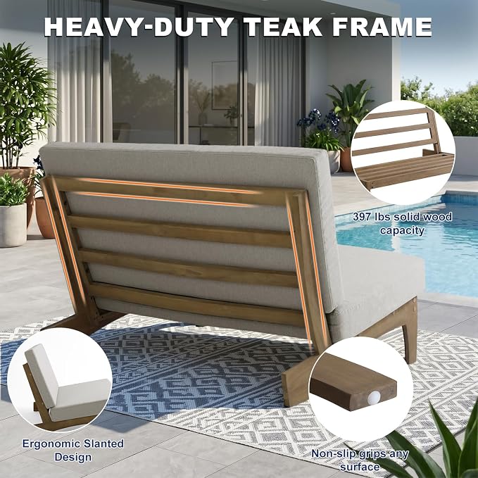 Pia Ricoo 1-Piece Patio Furniture Set, Outdoor Loveseat with 4.5-Inch Thick Cushions, All-Weather Outdoor Sofa for Backyard, Deck, Lawn - Light Camel