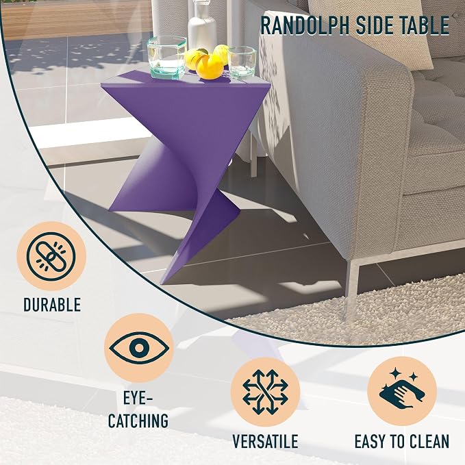 LeisureMod Modern Purple Accent Side Table - Stylish Side Vanity Table for Bedroom & Living Room