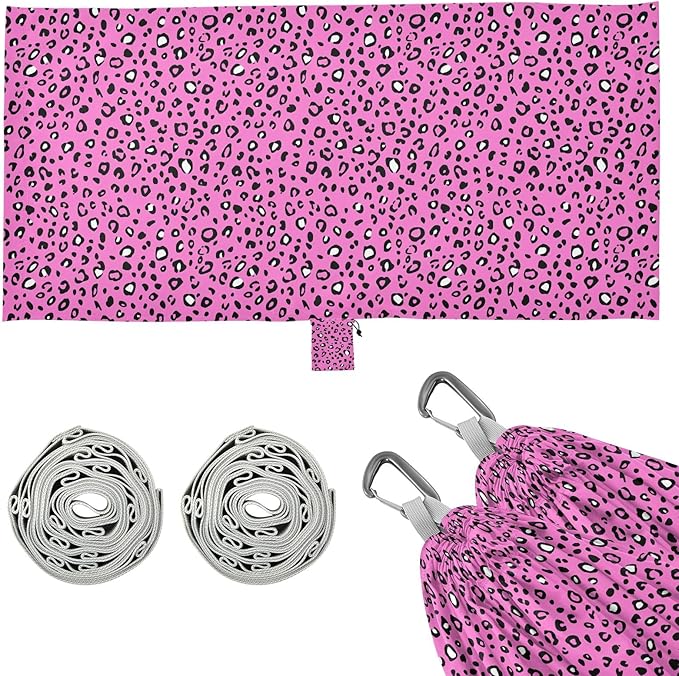 Camping Hammock Outdoor Hammocks for Outside Pink_Leopard Beach Trees Portable Lightweight with Pockets Tree Straps Indoor