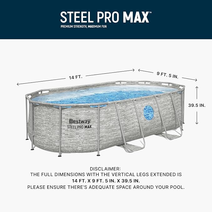 Bestway Steel Pro MAX Splashview 14' x 8'2" x 39.5" Above Ground Swimming Pool Set