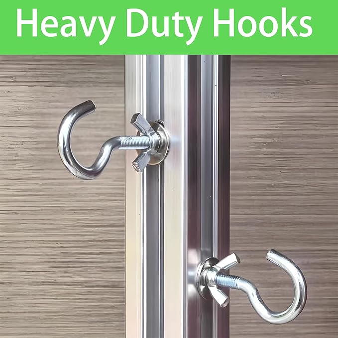 2PCS Heavy Duty Metal Hammock Hooks, Silver Zinc Plating Replacement Hardware for 3/8 Inch Holes, Fits 1-1/4 to 2 Inch Stand Posts, Indoor Outdoor Accessories
