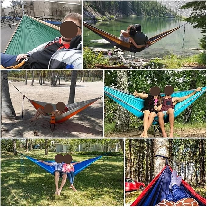 Hammock. Camping Hammock Outdoor Tourist Hanging Hammocks Portable Parachute Hiking Hammock for Backpacking Travel .Hammocks for Outside(Grey and Orange)