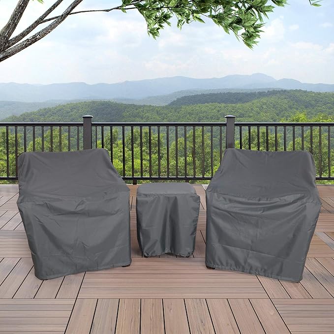 Patio Furniture Covers,Outdoor Furniture Cover Waterproof,Patio Furniture Set Covers for 3 Piece Outdoor Bistro,Patio Sofa Covers Set for 2 Chairs and Coffee Table,Grey