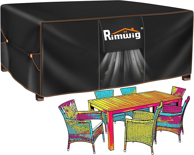 Patio Furniture Set Covers Waterproof, Outdoor Sectional Sofa Couch Set Covers Waterproof, Garden Dining Table Chair Set Cover Outside Rectangular Heavy Duty Weatherproof 85" L x 55" W x 28" H Black