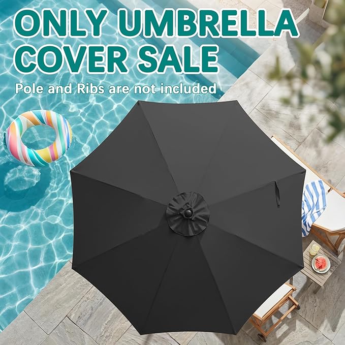 AreShark 9FT Patio Umbrella Replacement Canopy – Durable UV Protective Outdoor Table Market Umbrella Top for 8 Ribs, Canopy Only with Air Vent