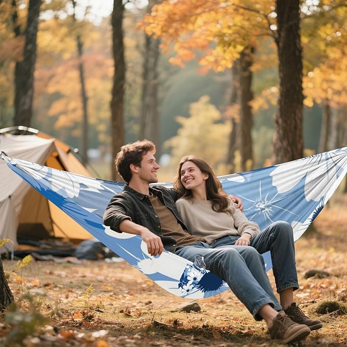 Blue and Flowers 330lb Capacity Outdoor Hammocks with Hanging Ropree Hammock for Outside Camping Essentials accesorios para campamento