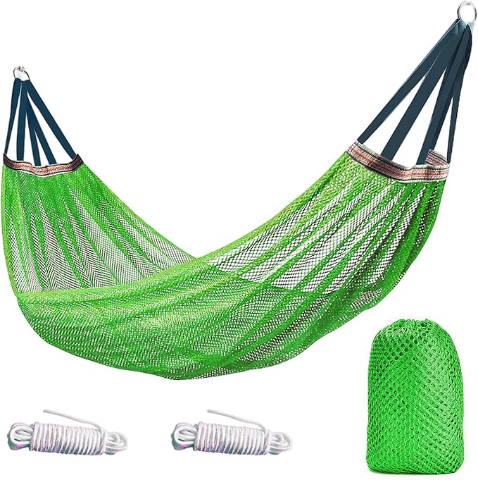 Outdoor Hammock Without Stand|Camping Hammock Lightweight Portable, Anti-roll Breathable Mesh Outdoor with Tree Straps & Carry Bag, Green (102.36x51.18in)