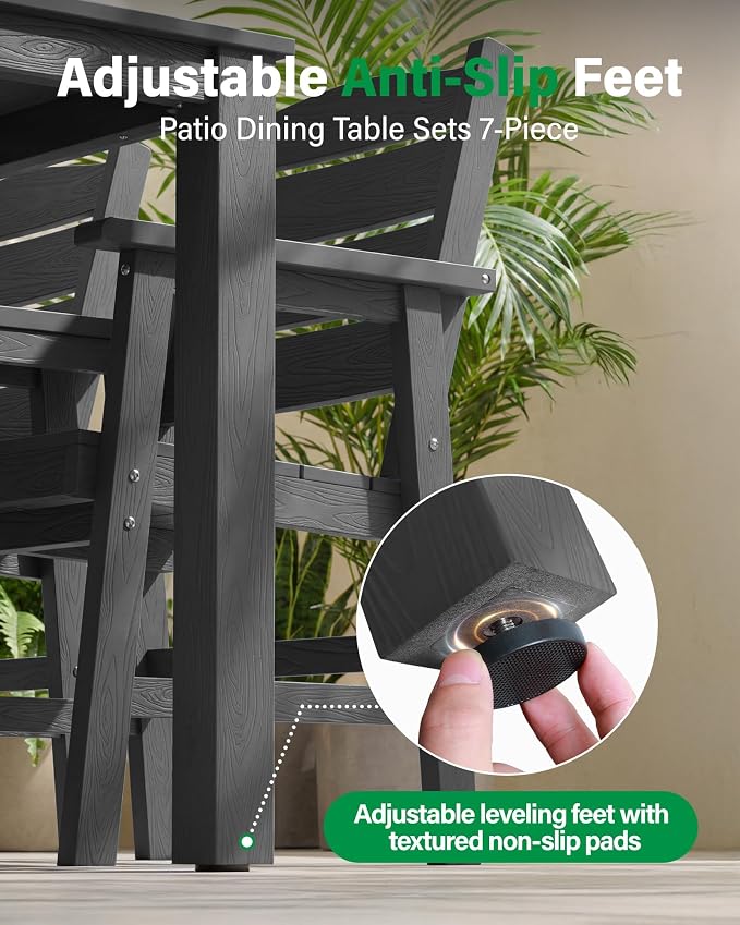 YEFU 10-Piece Patio Dining Sets: All-Weather Outdoor Table and Chairs Outside Furniture with Umbrella Hole & Aluminum Frame - HIPS Modern Patio Dining Set for 8 for Family Gatherings in Deck/Pool Grey