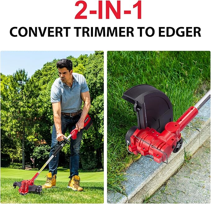 PowerSmart 40V 13" Cordless String Trimmer and Edger, 2-in-1 Electric Weed Weed Wacker, Battery and Charger Not Included