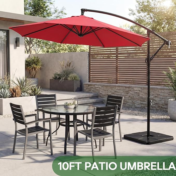 10FT Patio Umbrella, Offset Cantilever Outdoor Patio Table Umbrella, UV Protection, Fade Resistant Fabric, Easy Tilt Adjustment for Pool, Deck, Garden, Backyard