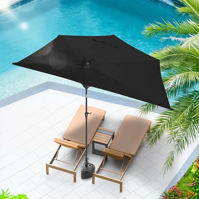 9ft Half Umbrellas Outdoor - Half Patio Umbrella with Tilt, UV Protection Waterprool, Half Round Umbrella for Wall Balcony, Pool, Porch, Garden, Deck, Backyard (Black)