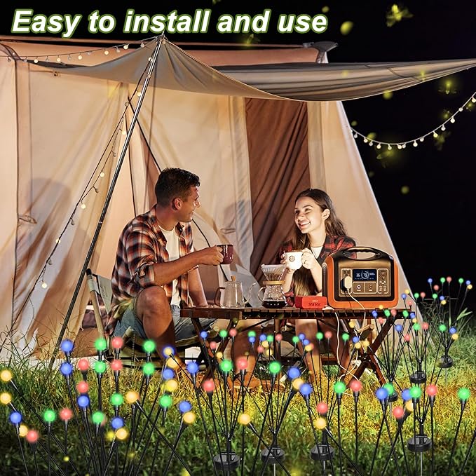 4 Packs Solar Firefly Lights, 32 LED Multicolor Solar Walkway Lights Outdoor, Waterproof Swaying Light Garden Decor with 2 Modes, Lawn Light for Front Yard Backyard Yard and Pathway
