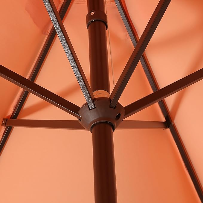 JONATHAN Y UMB1001 Collins 9 ft. Classic Cottage Tassel Market Patio Umbrella with Auto-Tilt, Crank, Wind Vent and UV Protection