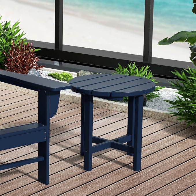 HDPE Altura Round 18" Side Table,Navy Blue