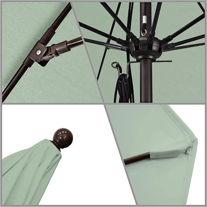 California Umbrella 11' Rd. Venture Series Contract Grade Patio Umbrella, Pulley Open, Bronze Finish, Sunbrella Mist
