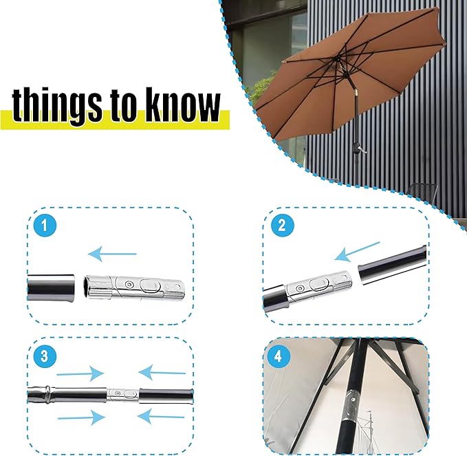 Patio Umbrella Replacement Parts, Outdoor Umbrella Pole Replacement, Push-Button Tilt Adjustment Metal Parasol Mounting Bracket Accessories (1.41 Inch)