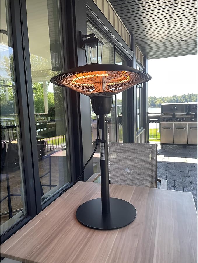 Westinghouse Table Top Outdoor Electric Patio Heater with Aluminum Reflector, Water Resistant, Auto Shut Off Tip Over Switch & Overheat Protection, Infrared Heater for Balcony, Backyard, Deck, & More