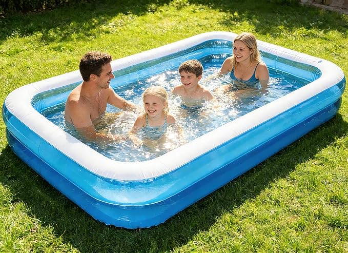 Inflatable Swimming Pool 120" X72" X20" Family Swim Center for Kids Full-Sized Lounge Pool for Kids Adults Easy Set for Backyard Summer Water Party Outdoor Kiddie Pools