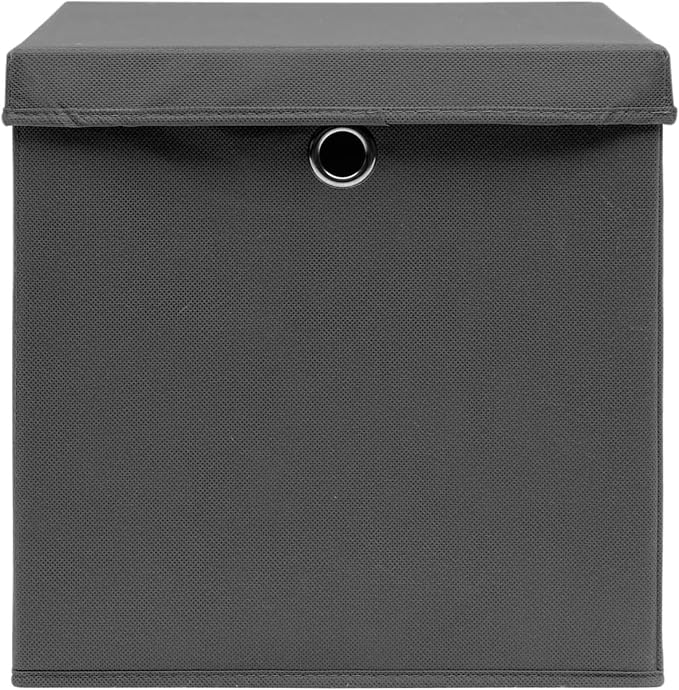 Homgoday Storage Boxes with Lids 4 Pieces 28 x 28 x 28 cm Grey, Furniture Chests and Chests for Outdoors, Garden Container, Garden Tool Holder, Outdoor Pouf, Outdoor Storage Box