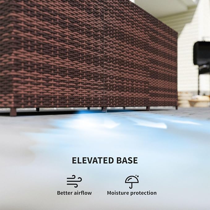175-Gallon Rattan Deck Storage Box for Outdoor Tools