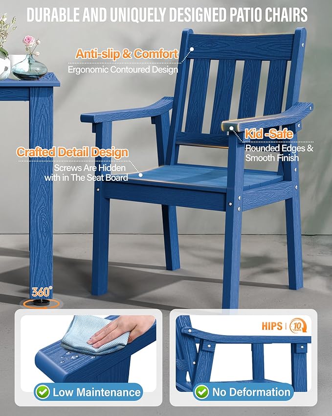 YEFU Outdoor Patio Dining Sets: All Weather 12 Piece Dining Table Set for 10 with Umbrella Hole & Aluminum Frame - Outdoor Furniture Patio 2 Table and 10 Chairs for Outside Backyard/Porch/Deck Blue