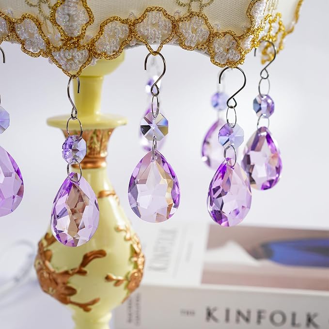 10 Pcs Purple Crystal Bauhinia Suncatcher Prisms Chandelier Window Decor | Purple Crystal Bauhinia Prisms Suncatcher Pendants 3 Inch Chandelier Beads Hanging Sun Catcher for DIY Window Wedding Decor
