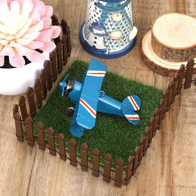 Bewudy 35 Inches Mini Fairy Garden Fence, Small Wood Decorative Picket Fence, Brown Picket Fence Miniature Ornaments for Dollhouse Plant Pot Fairy Garden Accessories Outdoor