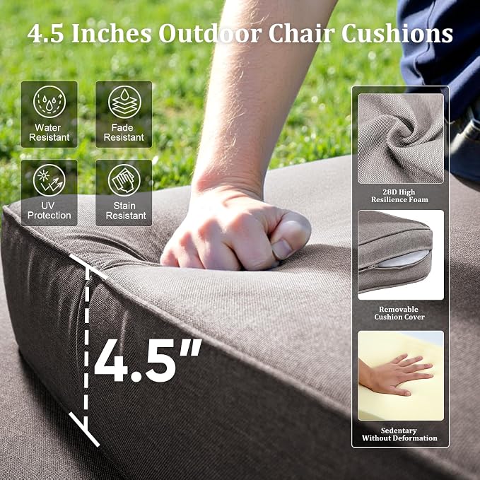 2PCS Outdoor Swivel Patio Chairs Set, All-Weather Wicker Swivel Rocker Chairs with High Back and Deep Seat, Patio Seating for Porch, Deck, Backyard and Poolside Grey
