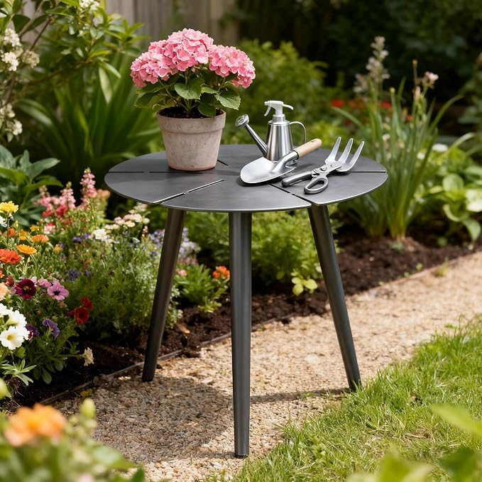 Aluminum Outdoor Side Table, Rustproof Patio Coffee Table | Powder-coated scratch-proof aluminum top, all-weather sturdy frame, easy assembly for garden pool balcony