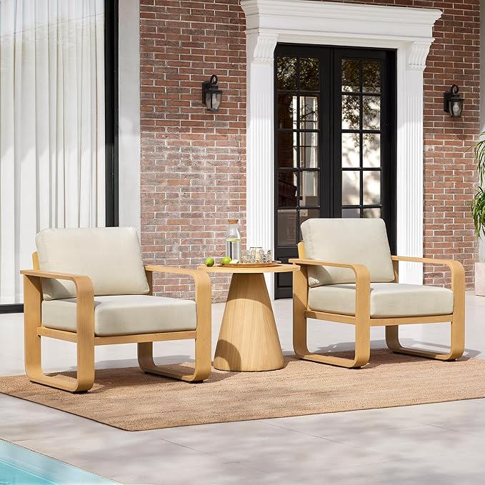 CHITA Aluminum Patio Chairs Set of 2, Outdoor Chairs with Thickened Olefin Fabric Cushion for Backyard, Garden, Balcony and Poolside