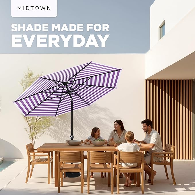 The Lean Patio Umbrella (Terylast Fabric - Midtown Stripes, 10 Foot)