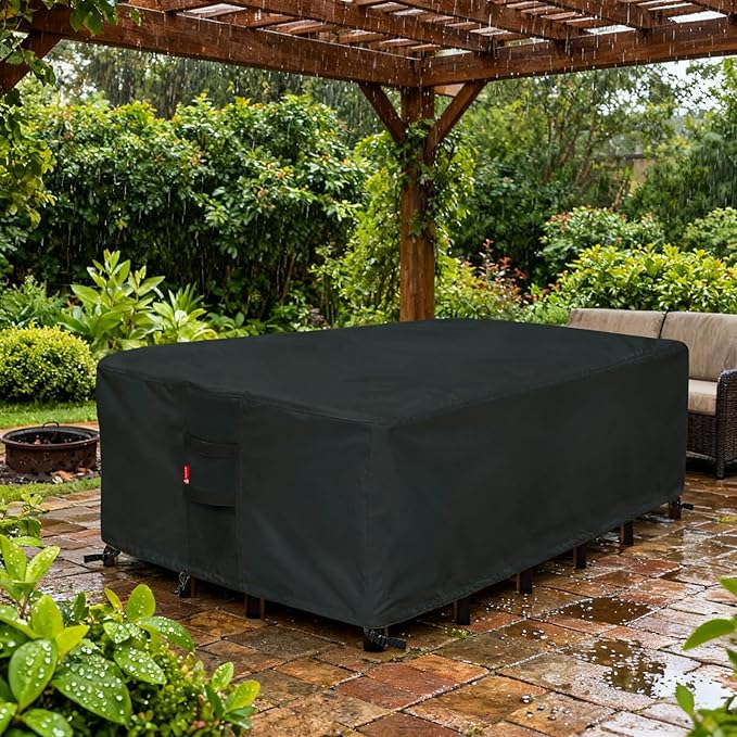 SheeChung Patio Furniture Cover Rectangular 98"L x 78"W x 32"H,Waterproof Outdoor Furniture Cover,Heavy Duty Outdoor Sectional Sofa Set Covers,Patio Table Chair Set Covers Weather Resistant