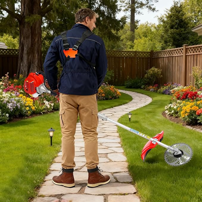 2-Stroke Weed Eater Gas Powered, 51.7cc Gas Hedge Trimming Tools with Extension Pole, Gardener Hedge Shears for Cutting Sawing Lawn Edges, Lawns, 6500rpm