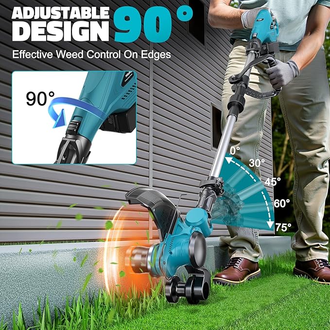 Cordless String Trimmer Compatible with Makita 18V (Tool Only), MtiolHig 12” 3-in-1 Weed Wacker with Battery Indicator, 8500RPM Brushless Weed Eater, Foldable Lawn Edger w/18 0.11”Thick Lines, Blue