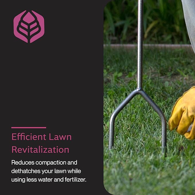Yard Butler Manual Lawn Coring Aerator, ID-6C - Lawn Care Tool for Aerating - Long-Handled - Power-Coated Steel Construction - Comfortable Cushioned Handles Garden Tool - Easy to Use