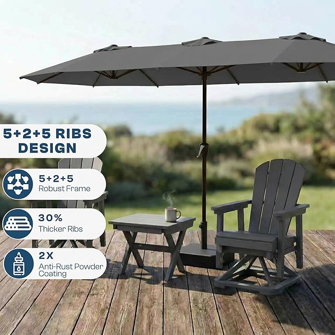 15FT Large Patio Umbrella with Base Included