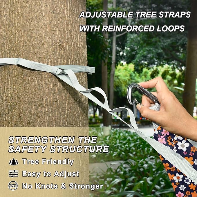 Camping Hammock Outdoor Hammocks for Outside Small Flowers Beach Trees Portable Lightweight with Pockets Tree Straps Indoor