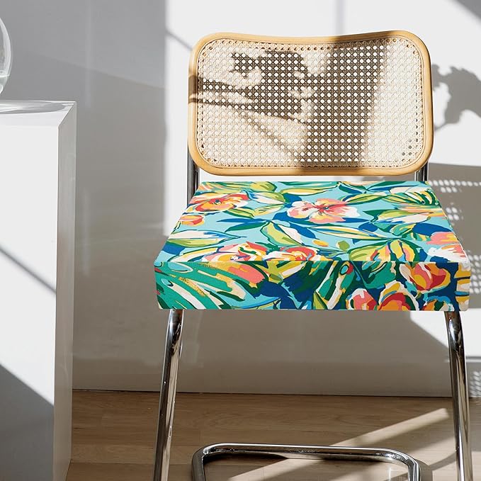 FUNHOME Outdoor Chair Cushion Covers 2 Pack, No Insert! Patio Cushion Covers Replacement 22" x 20" x 4", Water Resistant Patio Chair Cushion Slipcovers, Rosario Flower Leaf(Covers ONLY)