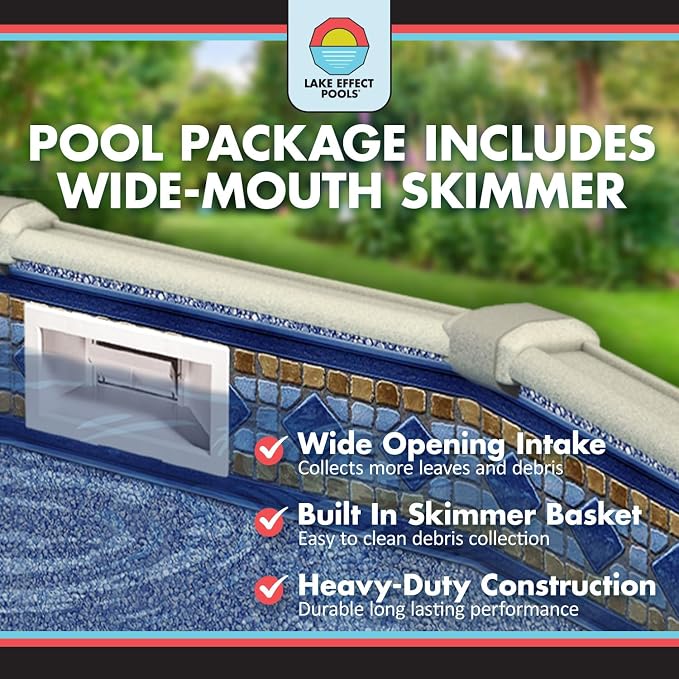 Lake Effect Pools 'Cozumel' 24 ft Round Above Ground Swimming Pool | 52 Inch Resin Protected Steel Sided Walls | Bundle Includes: 25 Gauge Overlap Liner & Widemouth Skimmer