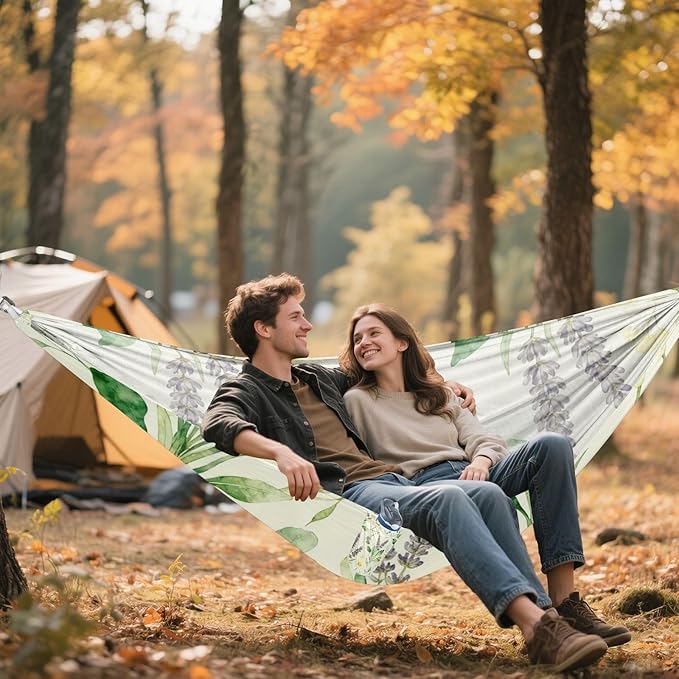 Lavender and Daisy Field Hammocks for Camping with Portabl Carry Bag Hanging Hammock Outside Beach Patio Garden